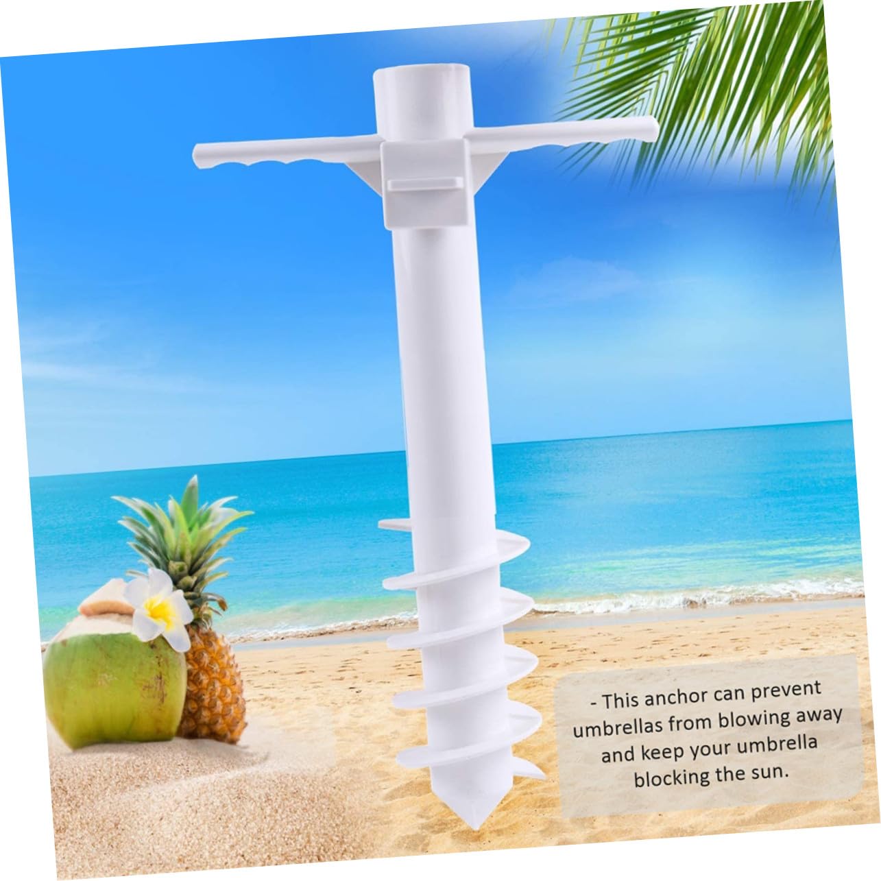 Anclaje ergonómico de 5 pines para sombrilla de playa con agarre antideslizante y punta de plástico para un cierre rápido y seguro, ideal para viajes en la playa y actividades al aire libre