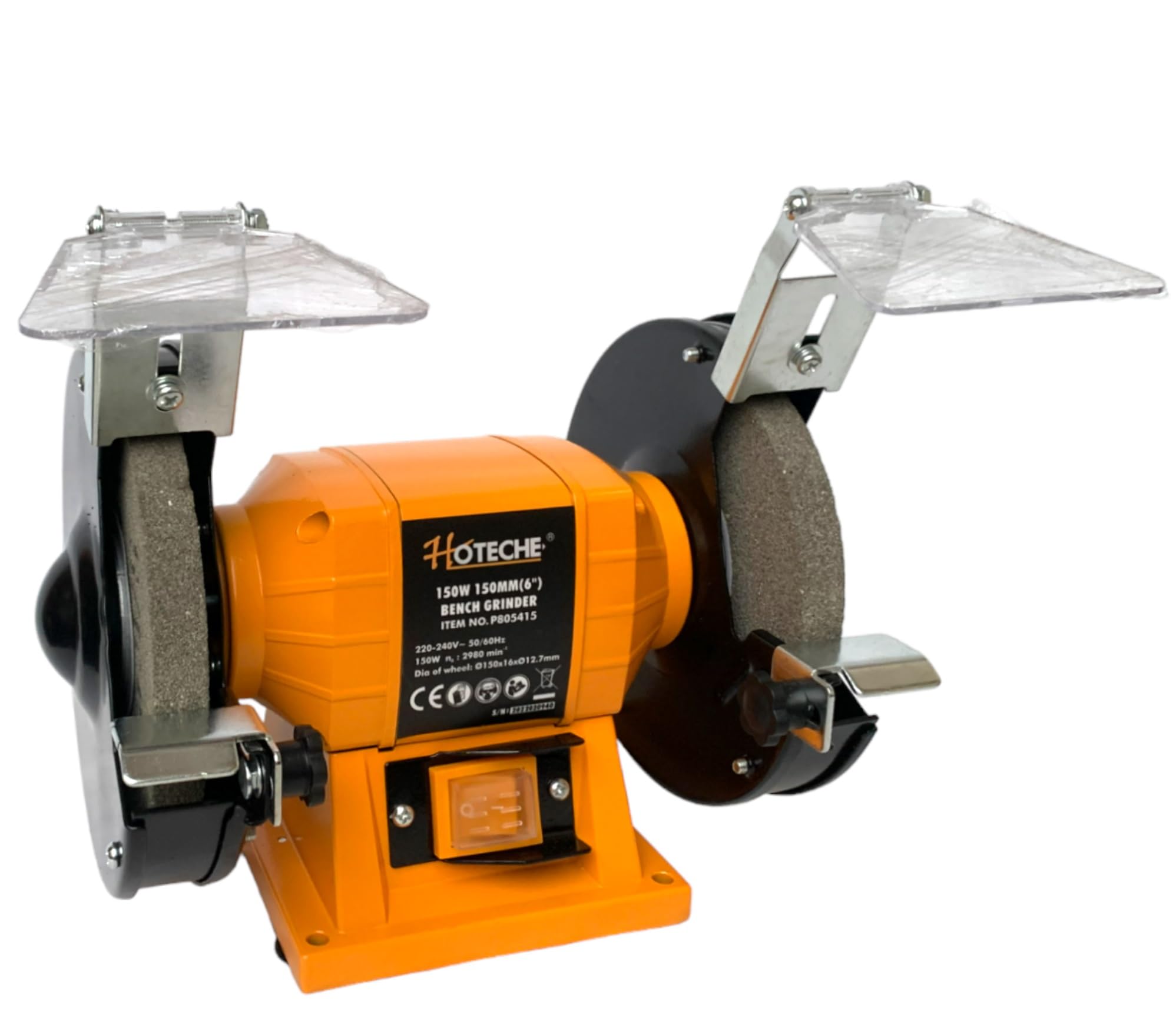 Smerigliatrice mola da banco da 150W 2980 Giri/min Diametro Disco 150mm smerigliatrice elettrica doppia mola affilatrice da banco con schermi protettivi in plexiglass e Piedini in gomma antivibrazione