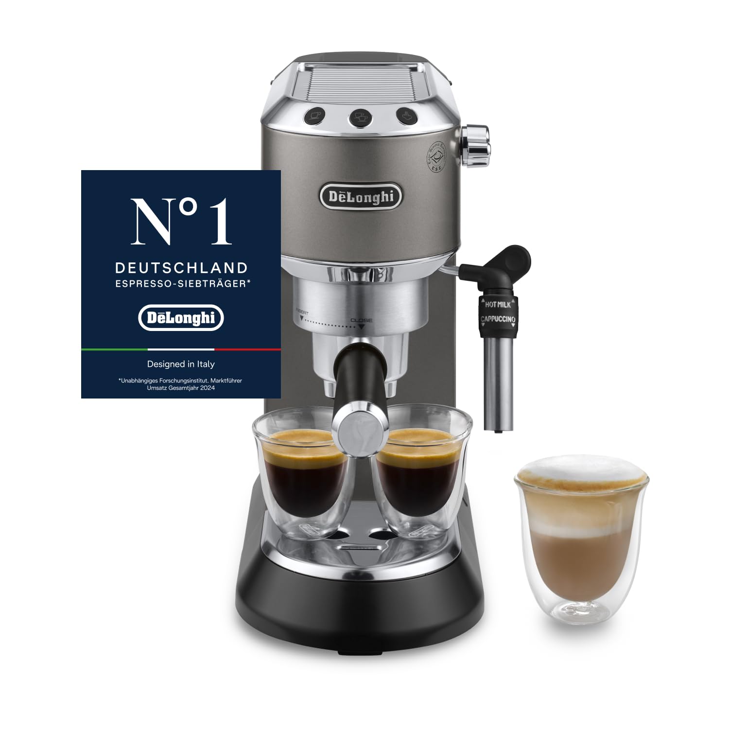 De'Longhi Dedica Style EC685.TB Kompakte Siebträgermaschine Espressomaschine 15cm Titan