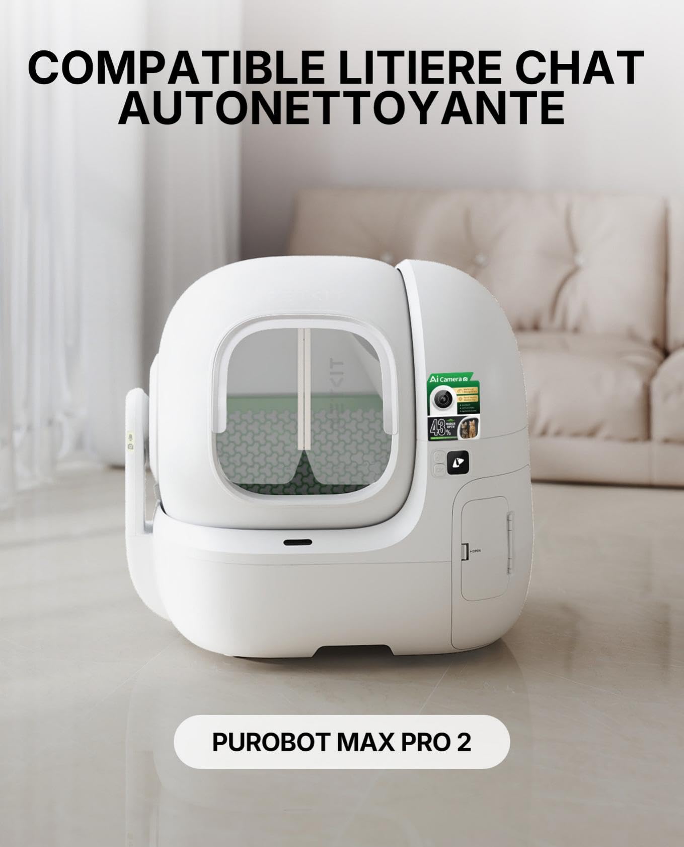 PETKIT Rideau Magnétique Anti-poussière 3.0 pour PUROBOT Max Pro 2 Litiere Autonettoyante, Réduire Les Éclaboussures de Litière (Not Compatible with Pura Max 2/PUROBOT Max Pro/Purobot Ultra)