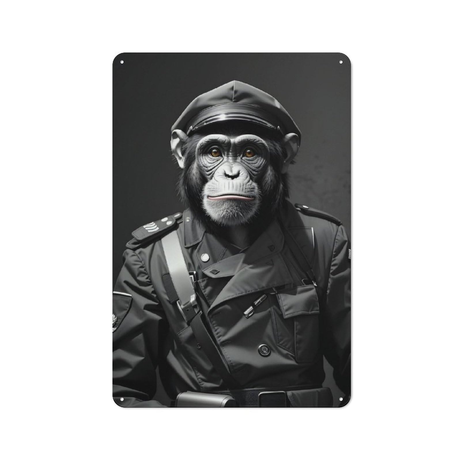 Junmoney Chimpanzee Army Funny Bnw Country Vintage Metal Wall Decor 30X20cm, Country Metal Sign For Kitchen, Cottage, Porch Or Garden Room
