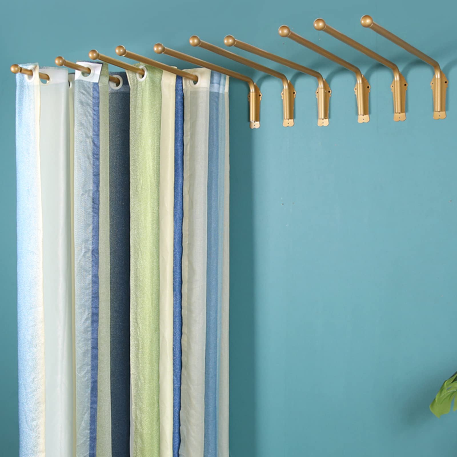 Tringle à rideaux robuste avec embouts réglables en fer pour fenêtres, porte d'entrée, cuisine et salle de bain, solution d'affichage de 120 cm