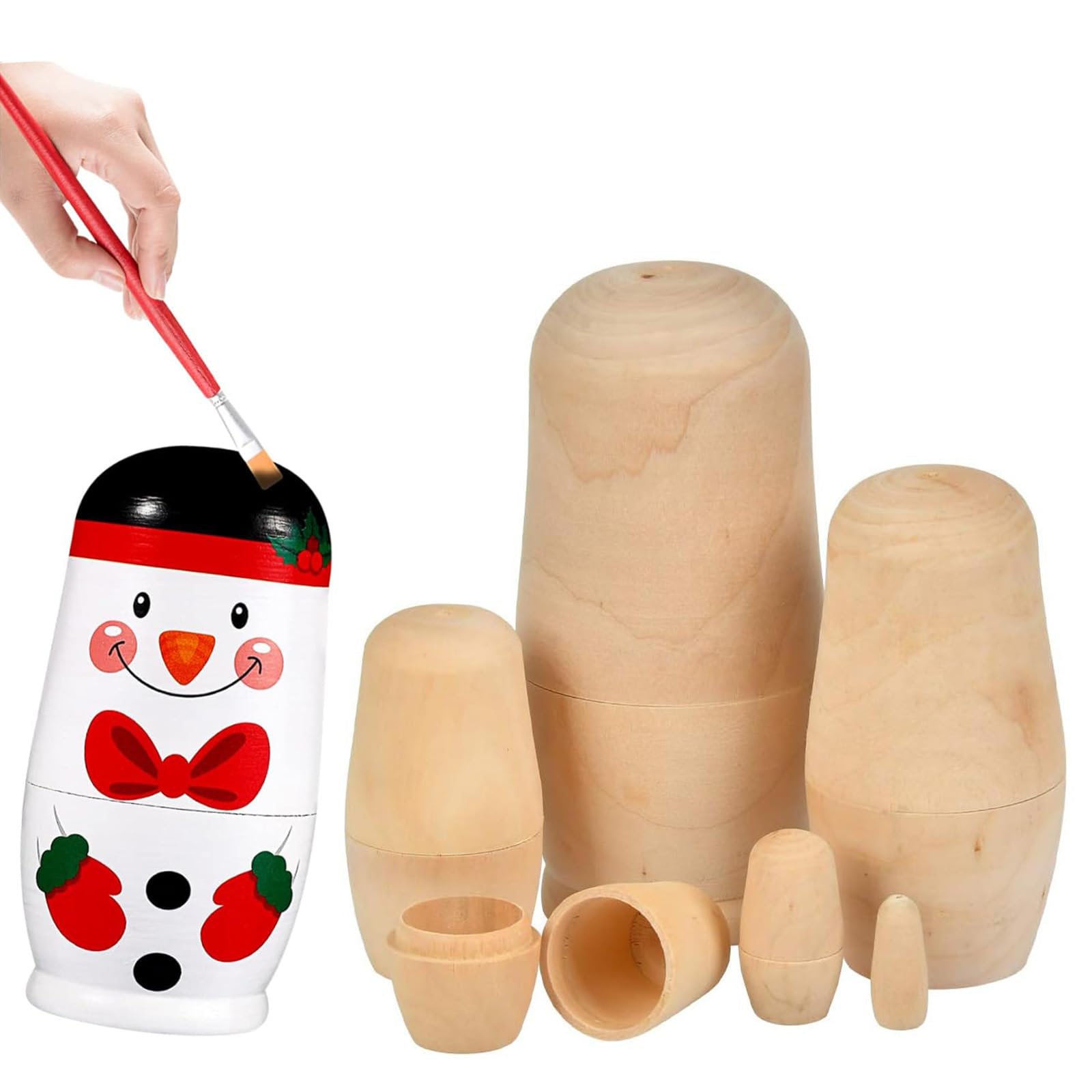 FYOBOT 3x Poupées Gigognes Russes Non Peintes – Kit DIY Matriochka Vierge – Activité Créative Enfants
