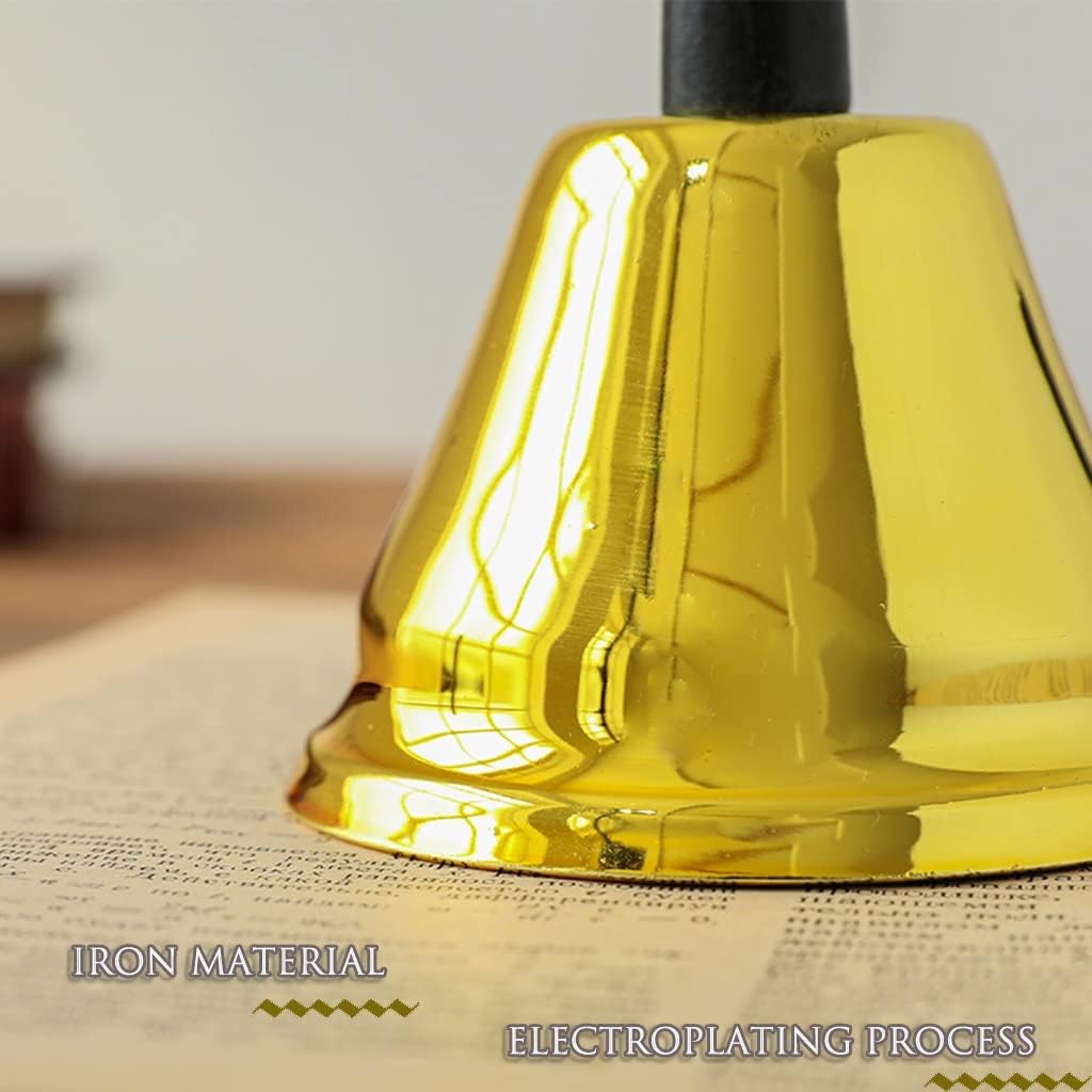 Service Bell for Desk Pet Shop Cat and Dog Attraction Training Handbell, Festive Atmosphere Decoration Wrought Iron Dinner Bell, 3 (Color : Gold, Size : 5.9 * 3.5 inches)