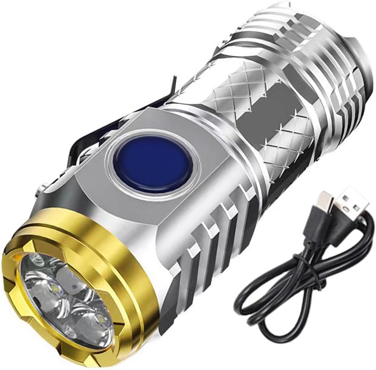 Three-Eyed Monster Mini Flashlight, Ultra Bright Portable Small LED Flashlight, Super Bright Mini Torch, Rechargeable Flashlights High Lumens Flash Light