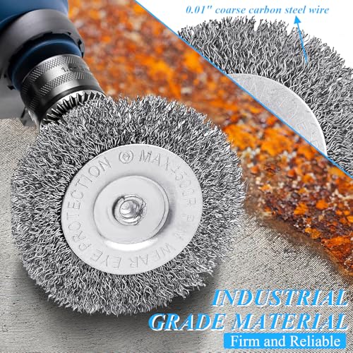 Image of Supkiir 8 Pack 3inch Wire Wheel Brush for Drill, Wire Brush for Drill with 1 /4 Inch Hex Shank, 0.01 inch Coarse Carbon Steel Bristles Brush Drill Attachment for Rust Removal Polishing