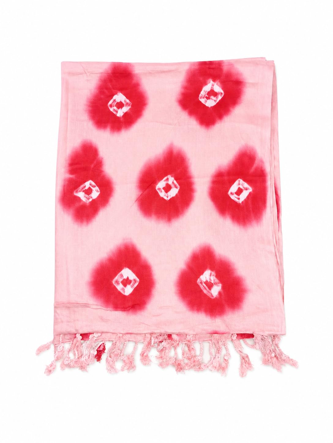 Women's Pink Tie-Dye Shawl Scarf with Tassels | Lightweight Fashion Wrap | Soft Printed Stole for Casual, Ethnic Wear | Pack of 1-picture-47