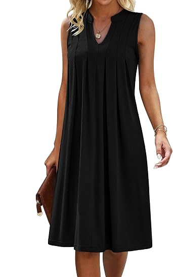 HOTOUCH Womens Casual Dress Floral A Line Dress for Women V Neck Sundresses with Pockets Sleeveless Dress