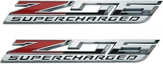2Pc C7 Corvette ZO6 Super Charged Magnet Emblem 3D Badge Nameplate Supercharged LT4 15 Through 19 Replacement for C7 (Silver Red)