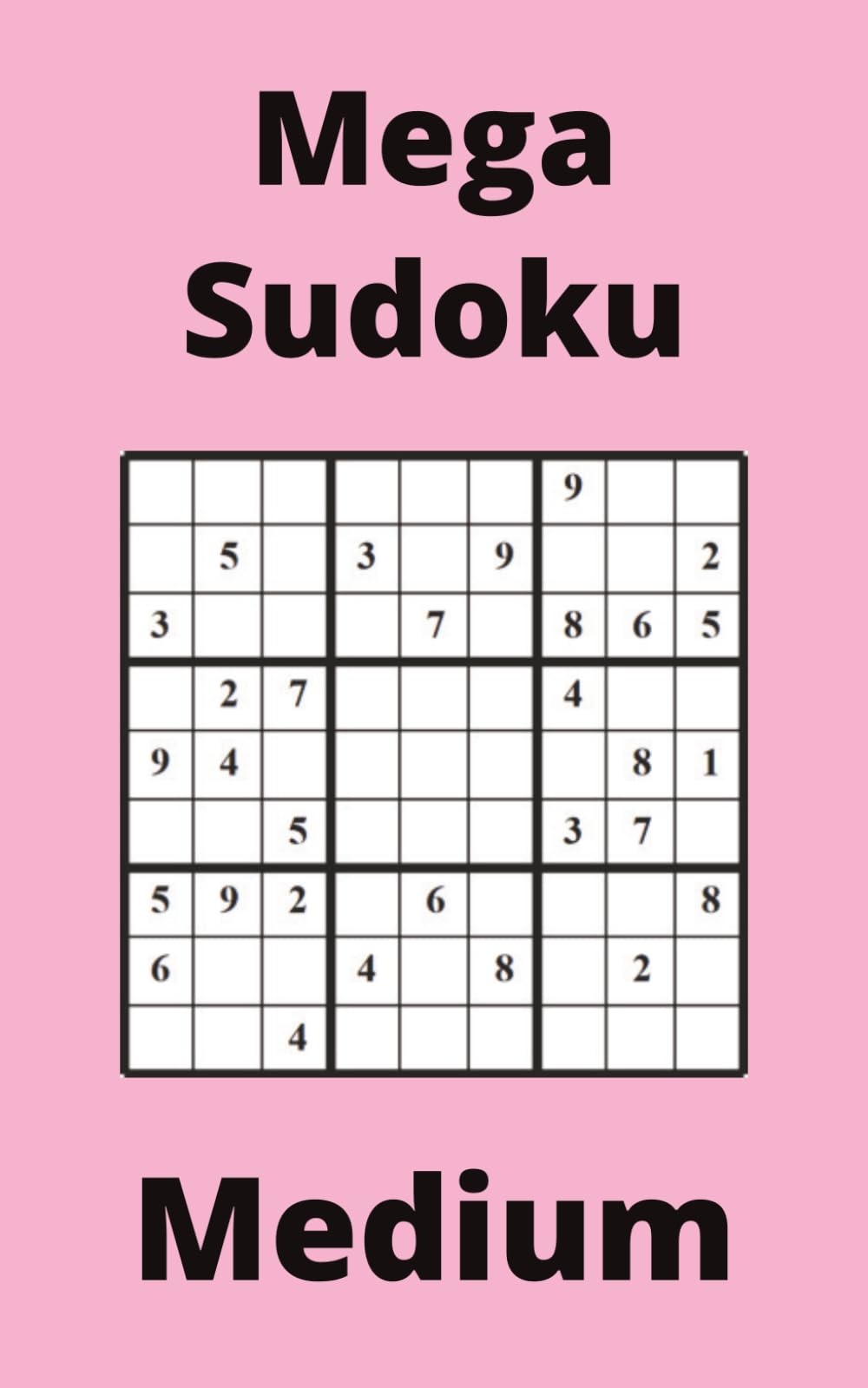 Pink Mega Sudoku Book, 9x9 Puzzles, 50 Pages, 5x8, Medium