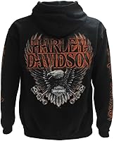 Vista 2 de Sudadera con capucha de manga larga para hombre Harley-Davidson Eagle Piston, Negra 30299949