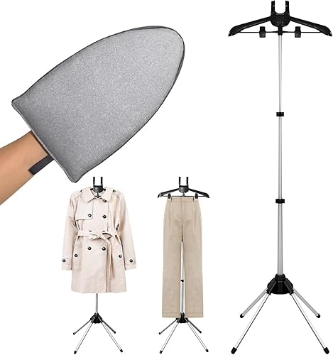 Miniatura 9 de Guantes de planchado de vapor de ropa con bucle para el dedo, tabla de planchar de ropa colgante, máquina de planchar de pie, guantes antivapor, Gris