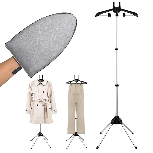 Garment hanger for steaming clothes with Ironing Gloves,Clothes Steamer Stand Hanger,Steam rack for clothes,Handheld garment steamer rack,Clothes hanger for steam ironing,Steam stand clothes