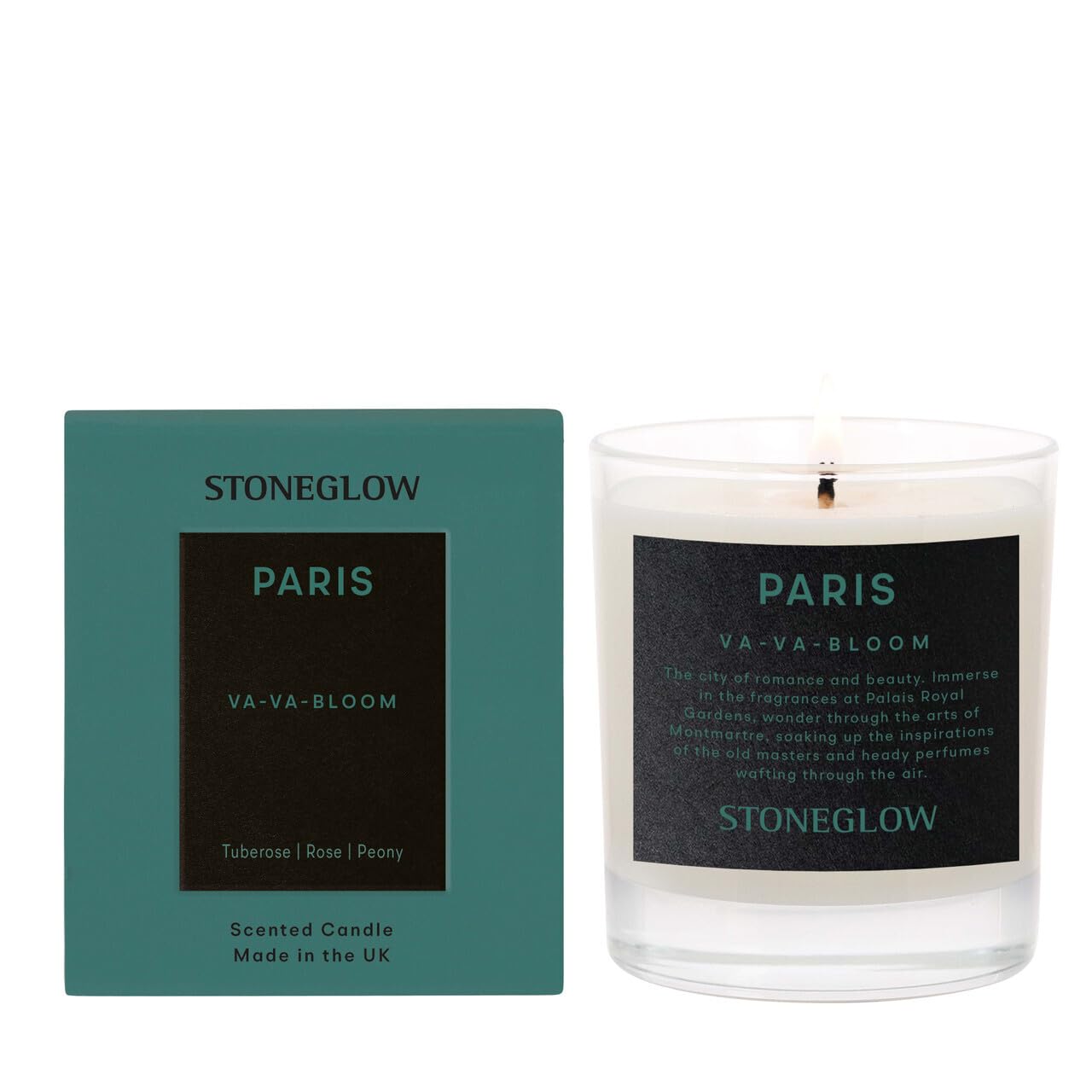 Stoneglow The Explorer Collection - Paris 200 Grams Scented Candle - Tuberose, Rose, Peony (Green)