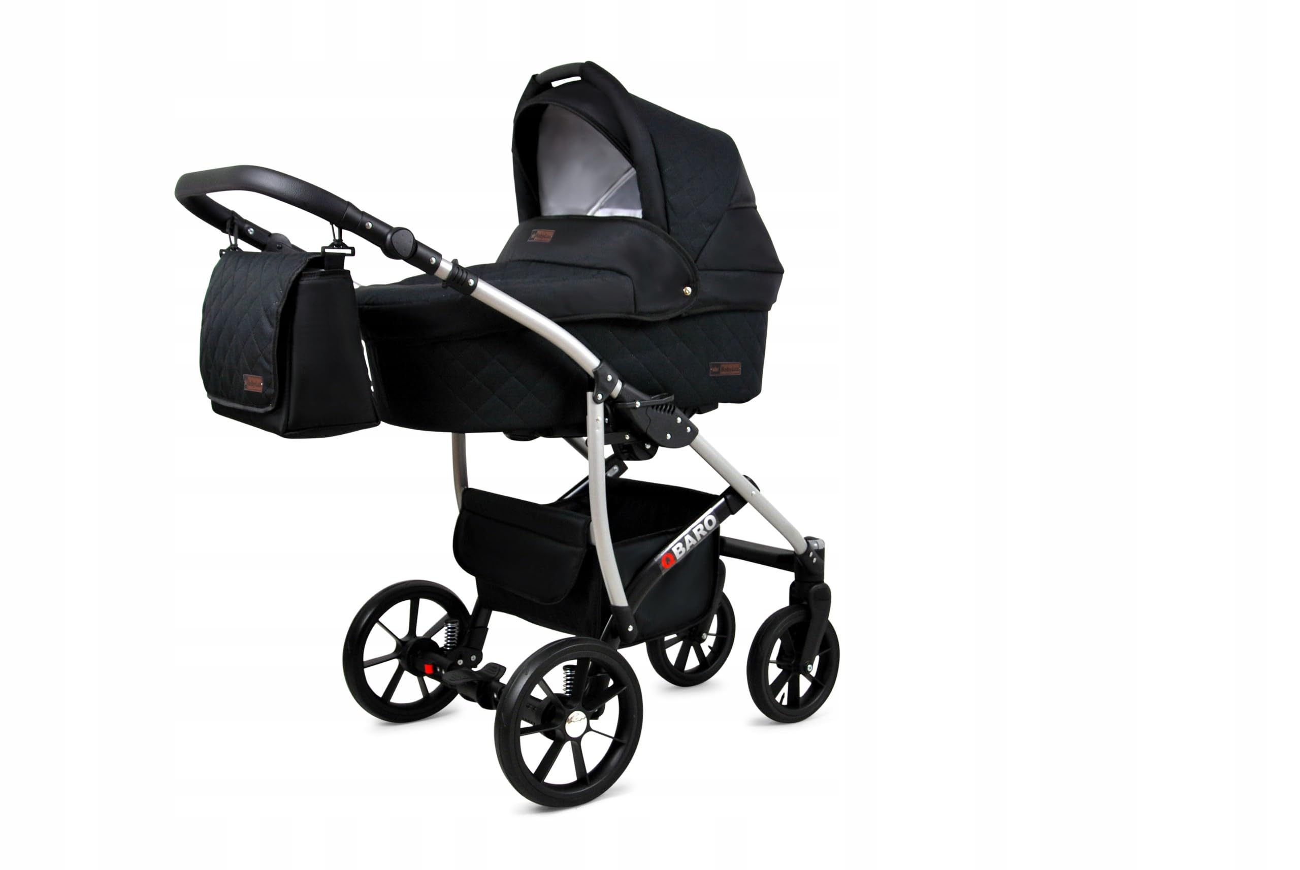 BabyLux® Zestaw wózków dziecięcych 4 w 1 – Qbaro – w zestawie wanienka dla niemowląt, fotelik sportowy, fotelik samochodowy, stacja bazowa ISOFIX – fotelik samochodowy – zestaw wózków dziecięcych