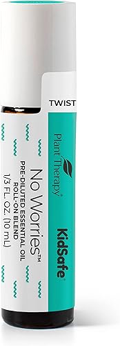 Plant Therapy KidSafe - Mezcla de aceites esenciales sin preocupaciones, 0.3 fl oz (13 oz) prediluido roll-on 100% puro, grado terapéutico