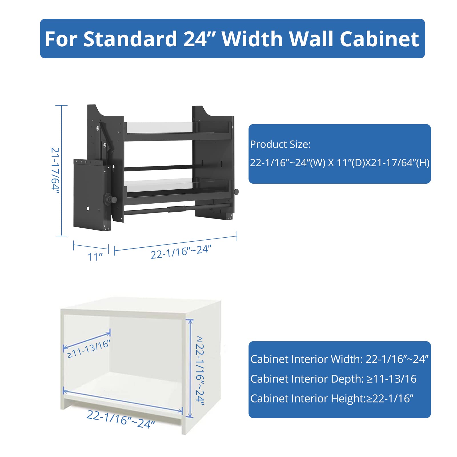 Oberer Küchenschrank, Aufbewahrung, ausziehbares Regal, Gewürzregal, Organizer (61 cm Schrank)