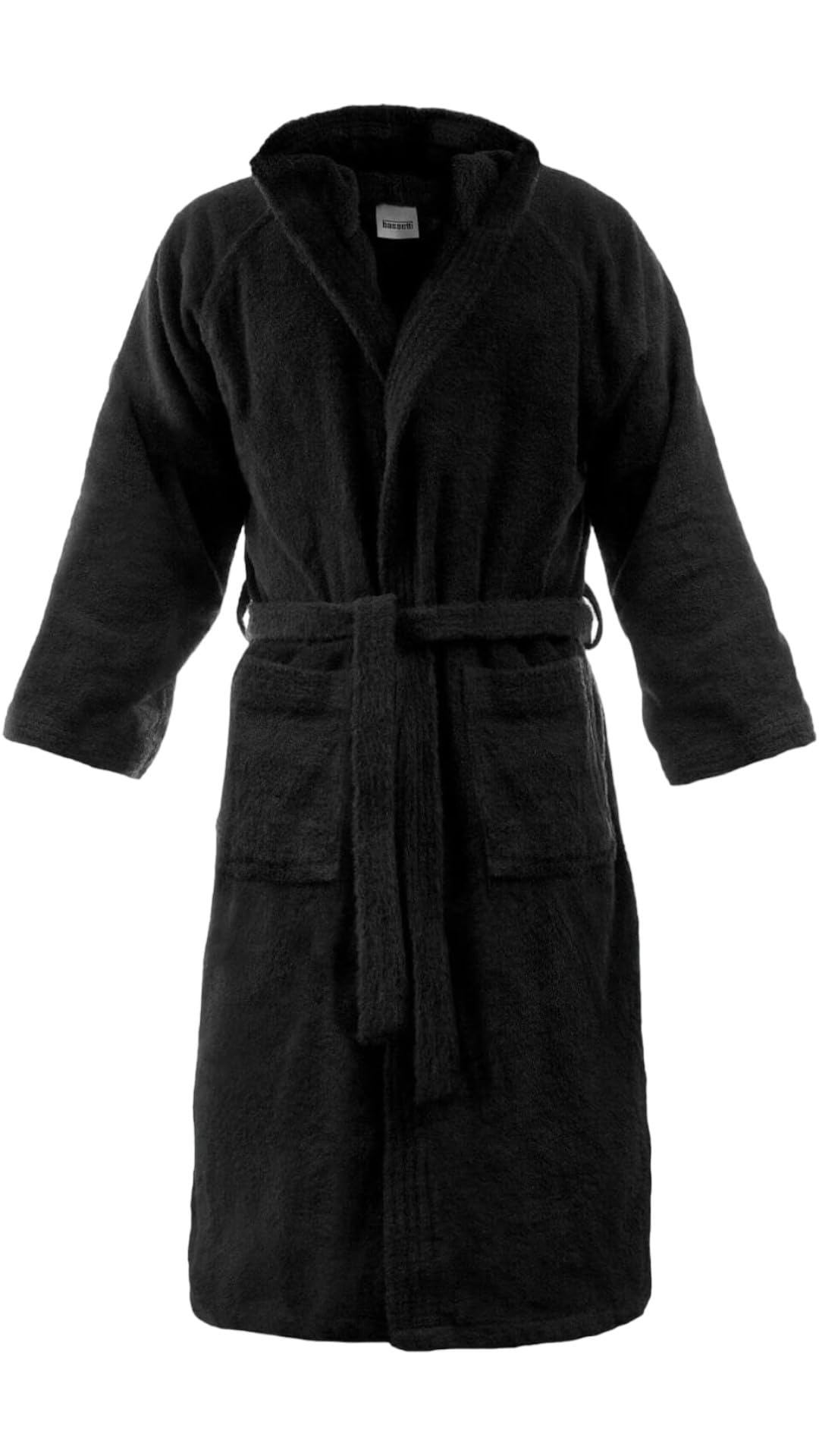 Bassetti Accappatoio Spugna 100% Cotone Tinta Unita Lungo con Cappuccio e Tasche Altamente Assorbente Uomo Donna Unisex (IT, Testo, XL, Regular, Regular, 7-Ardesia)