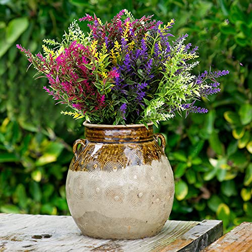 Willbond 12 Bundles Artificial Lavender Uv Resistant Plants Outdoor Faux Flowers Shrubs For Floral Arrangement, Table Centerpiece, Home Garden Decor (Mixed Color) #TOP4
