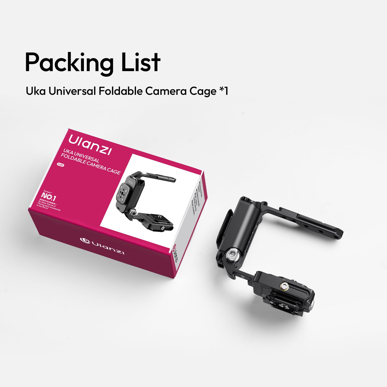 ULANZI XJ01 Universeller Faltbarer Kamerakäfig, portabler Top-Handle & Videokameragriff, Uka-Schnellwechsel mit 1/4" & Kaltgeräteschuhen, NATO-Schienen & ARRI, kompatibel mit DSLR und Camcordern