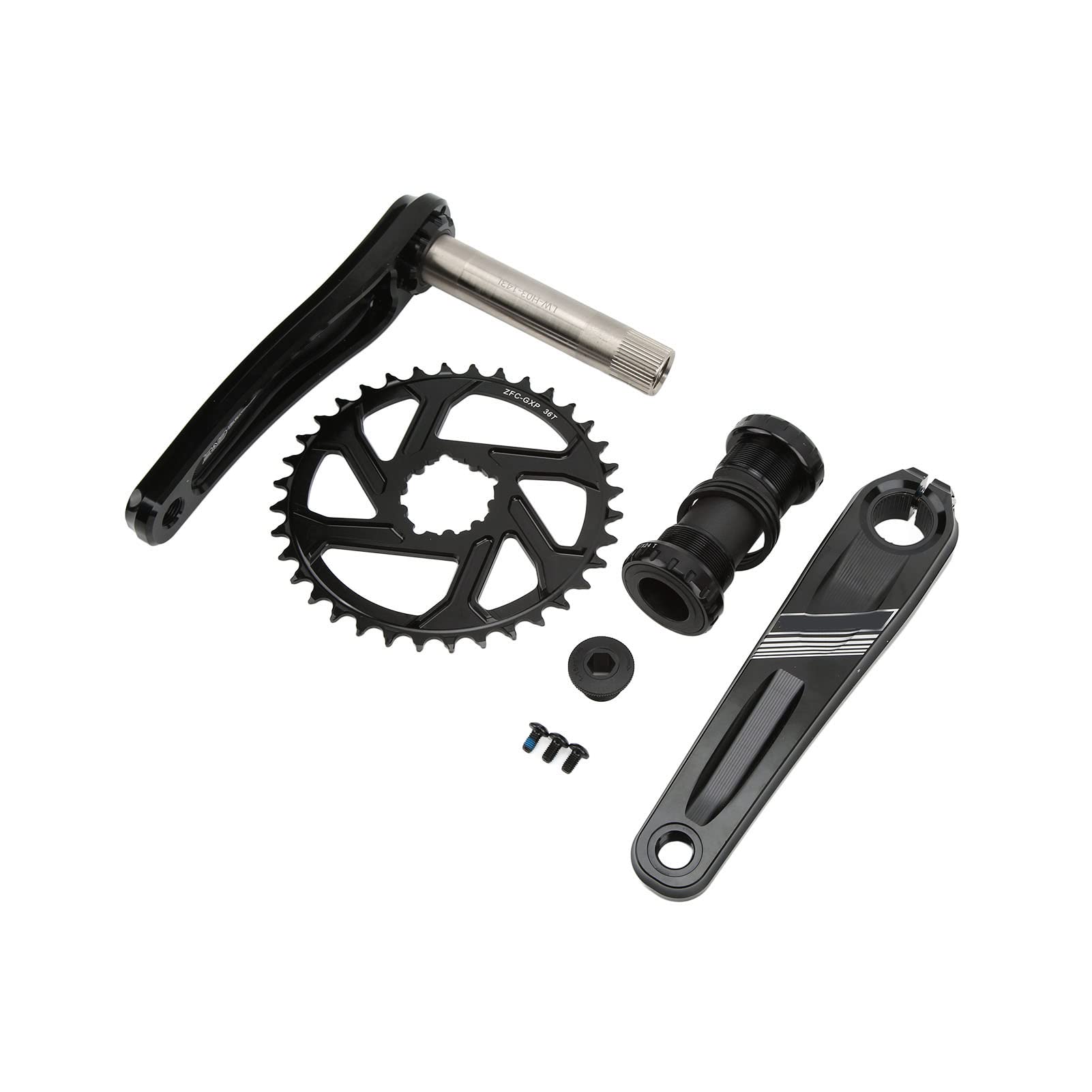 Korba MEROCA 36T z bezpośrednim mocowaniem do roweru górskiego, aluminiowa, z korbą zintegrowaną i suportem, do jazdy terenowej i górskiej, czarna, 959 g