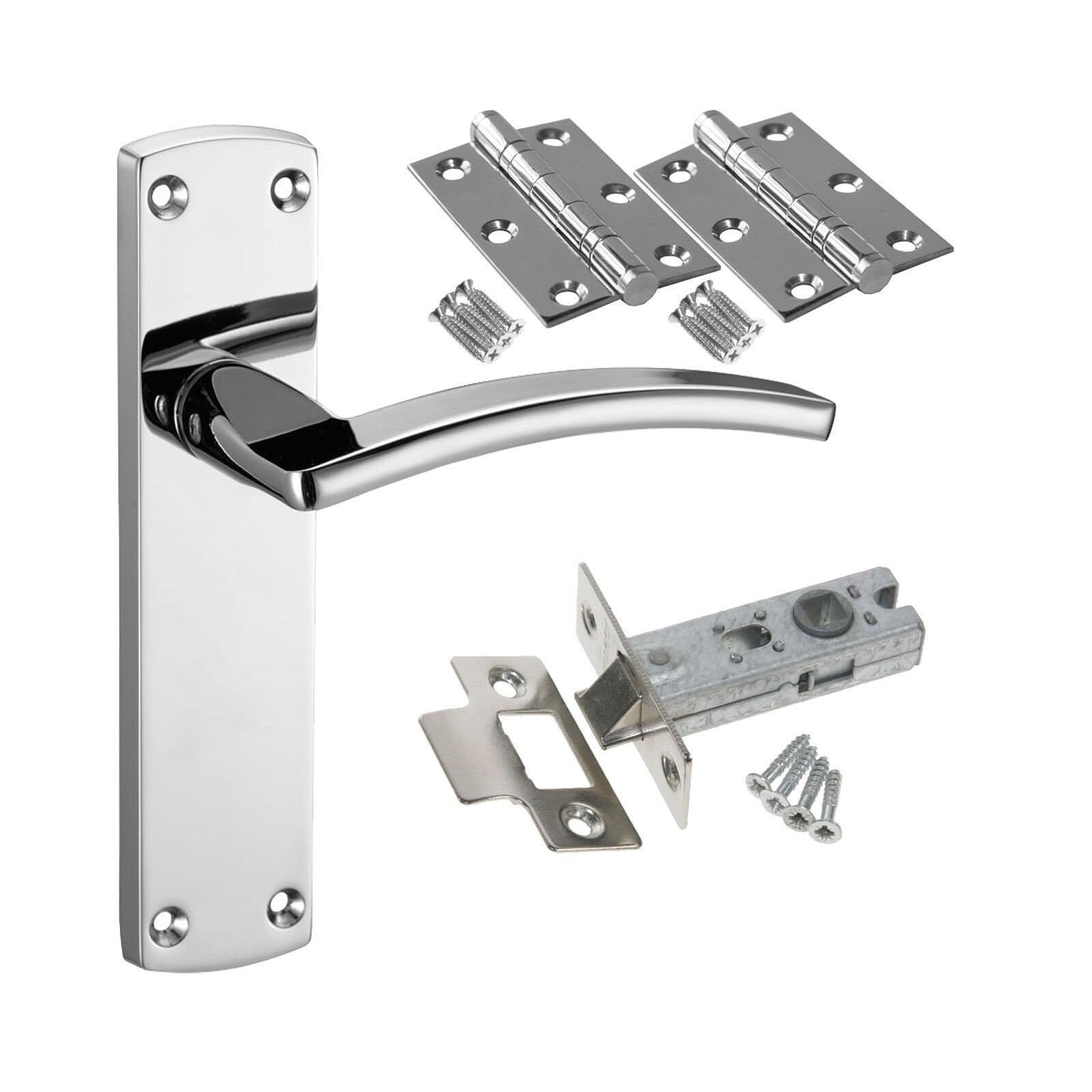 Toledo Lever on Backplate in Polished Chrome ZCZ032PC - Latch Pack by Euroart
