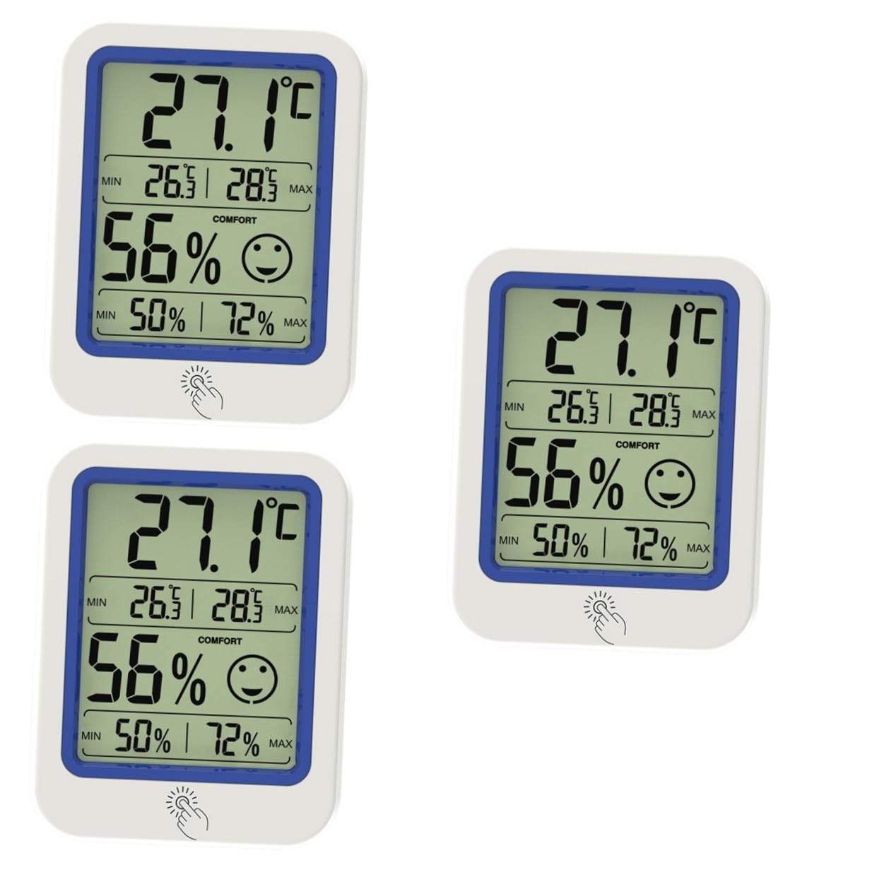 Abaodam Lot De 3 Thermomètres Numériques Hygromètres Et Hygromètres D'Intérieur Avec Écran Lcd Et Fil En Plastique