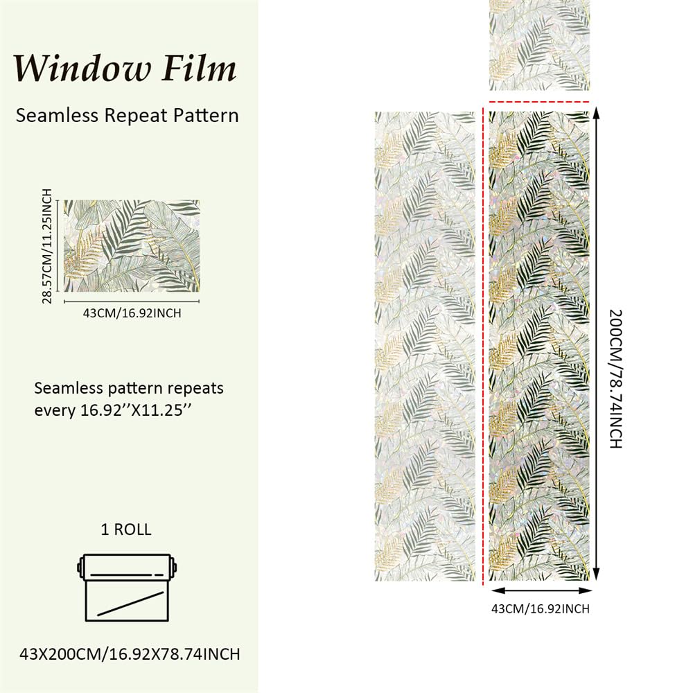 folia okienna, Szeroka folia prywatności do okien szklanych, samoprzylepna zaciemniająca łazienki, statyczna zewnętrzna(43x200cm)