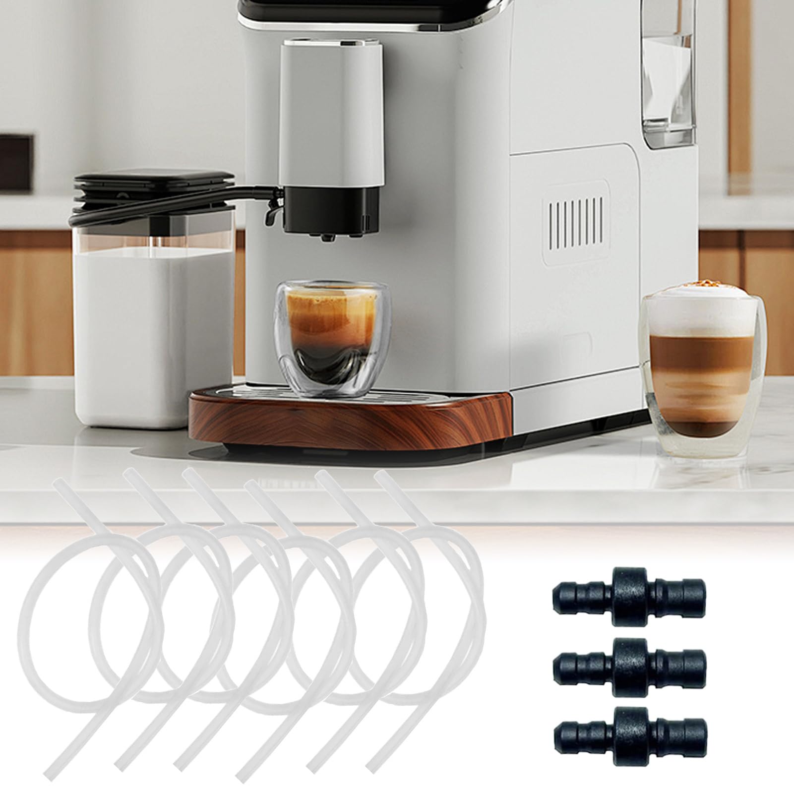 Tubo de leche para café – Kit de 6 piezas de tubos espumadores para máquina de café y 3 conectores, máquinas electrodomésticos cocina para casa, oficina, bar – para casa, hotel, bar, cafetería