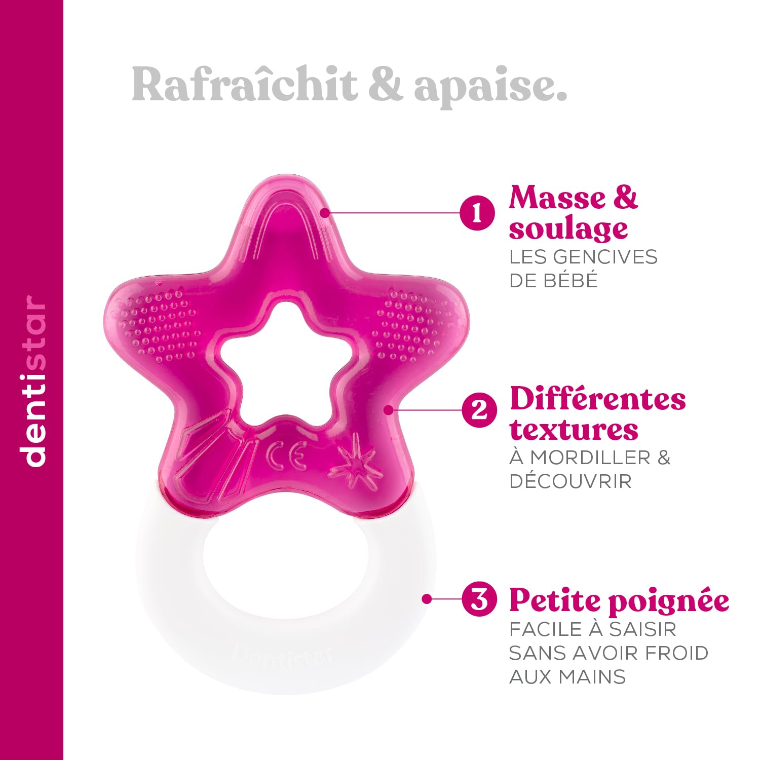 Dentistar Set de 2 anneaux de dentition rafraîchissants pour bébé - Sans BPA - Turquoise