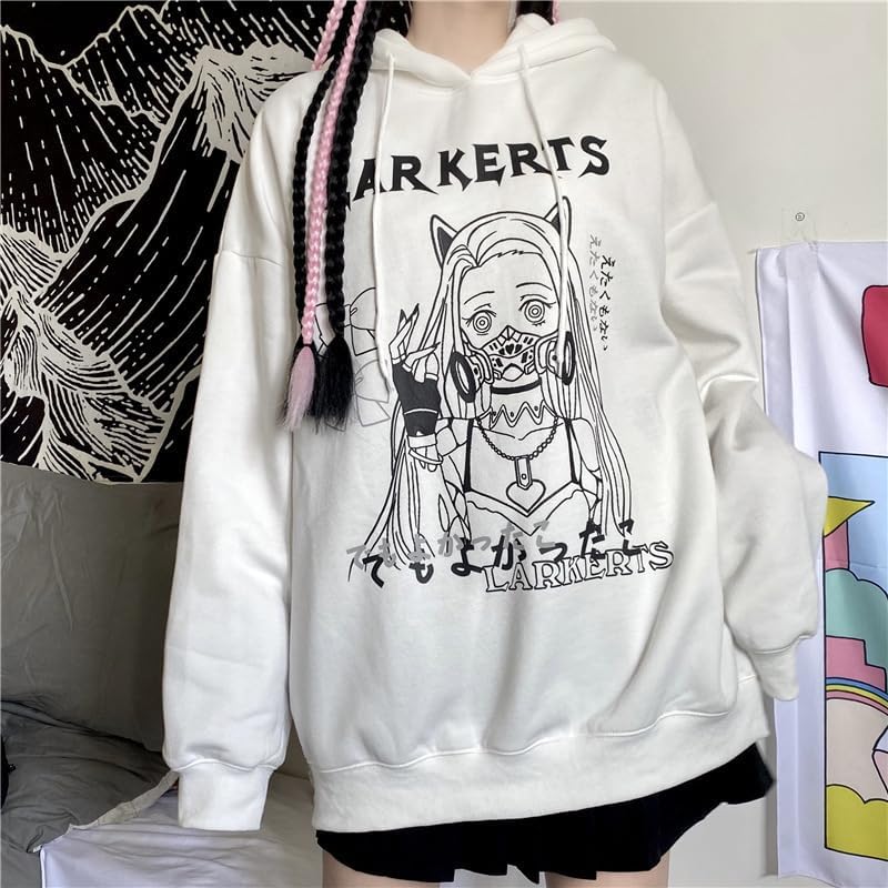 Miniatura 2 de CYee Goth Harajuku Women's Oversized Sweatshirt Y2k Japanese Drawstring Hoodies Print Graphic Long Sleeve Winter Warm Tops