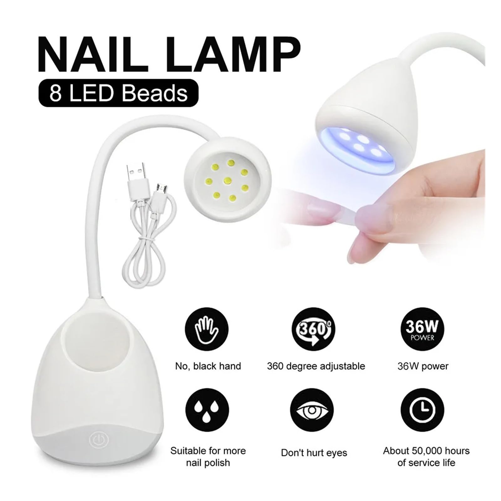 lámpara para uñas, Secador de uñas portátil, lámpara secado rápido
