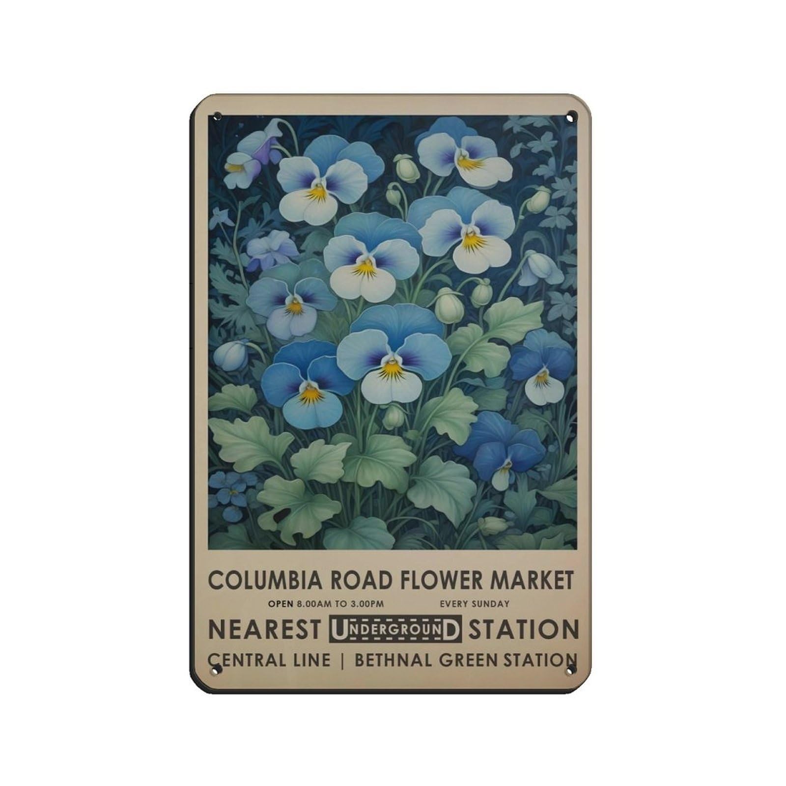 Columbia Road Flower Market,London Flower Market Retro Poster Metal Tin Sign Chic Art Retro Iron Painting Bar People Cave Cafe Family Garage Poster Wall Decoration 8x12inch(20x30cm)