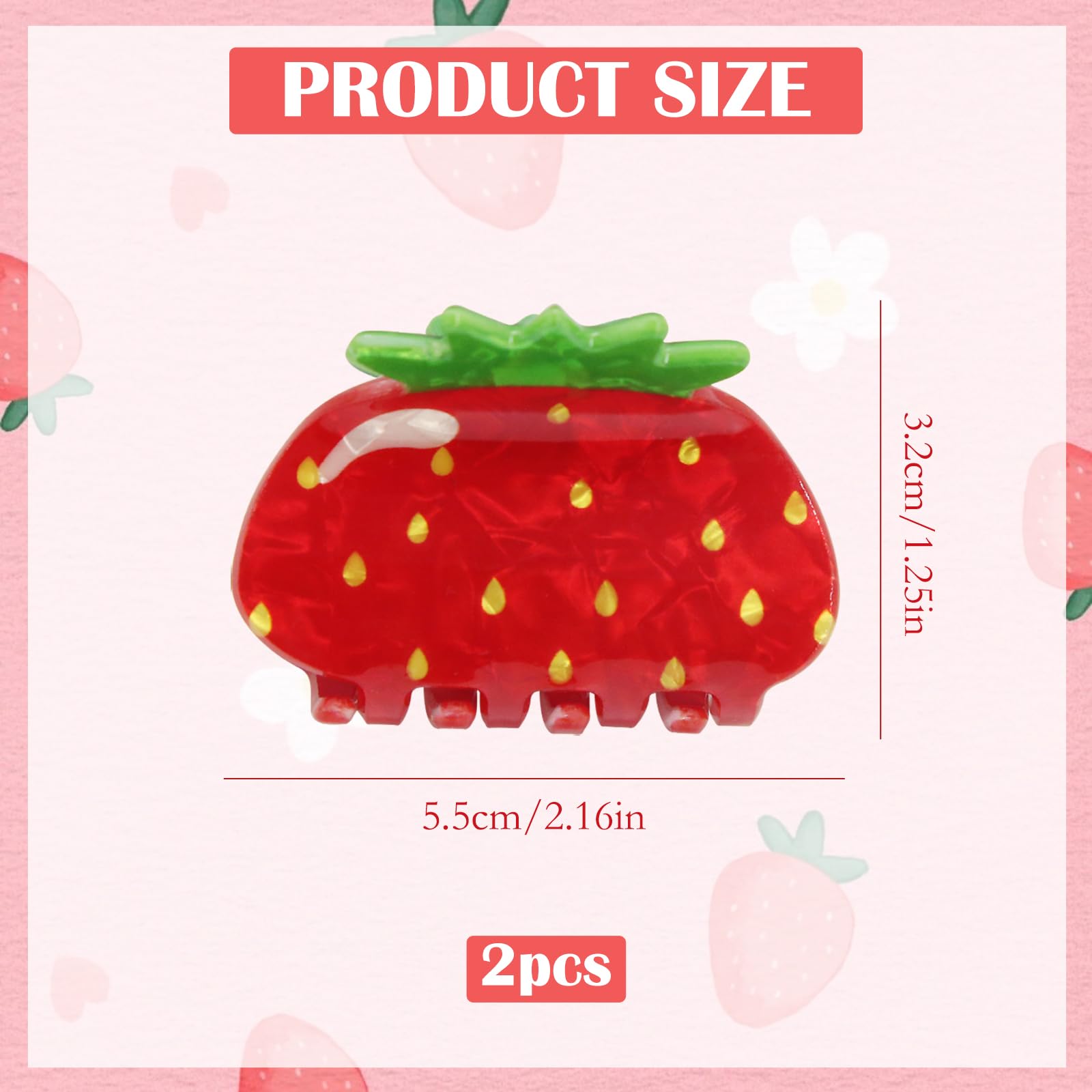 2Pcs Cute Strawberry Hairpins Supplies - Image 2