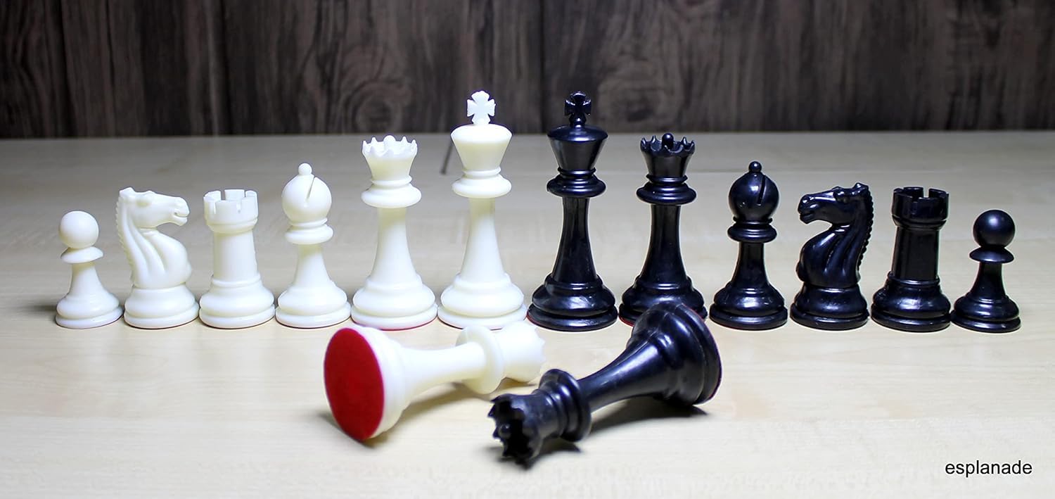 CRAZX Tournament Chess Pieces (with Two Extra Queens) Chessmen Staunton Coins (3.75" Inch King Height) - 650 Grams