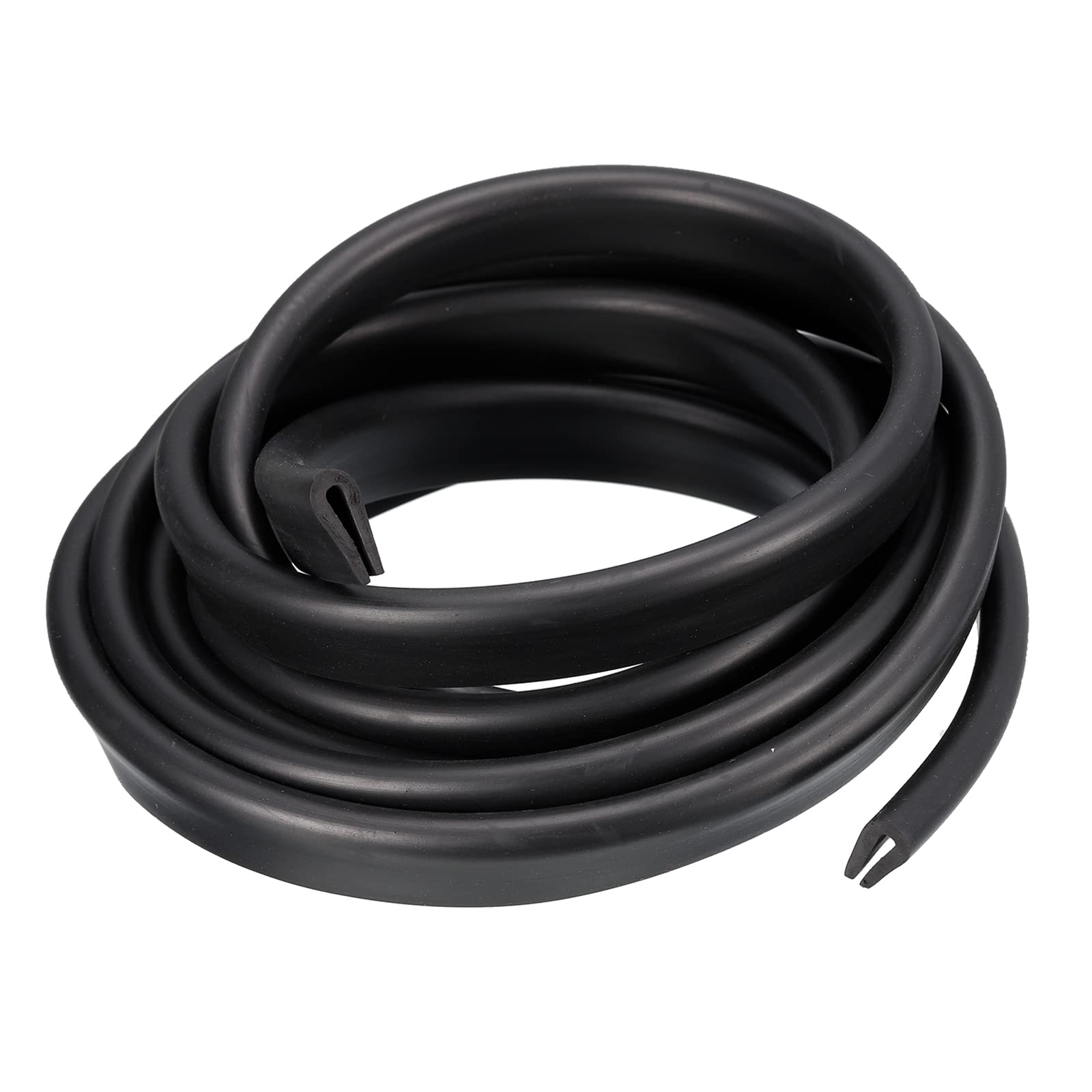 sourcing map U Channel Edge Trim, 8.2ft Length Rubber Guard Seal Strip Edge Protector Fit for 2.5-3mm Edge, (5/16" W x 23/32" H) Black