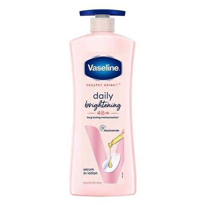 Vaseline Healthy Bright Body Lotion 400 ml, Daily Brightening Moisturizer with Sunscreen for Dry Skin, Gives Non-Greasy Glowing Skin - For Men & Women