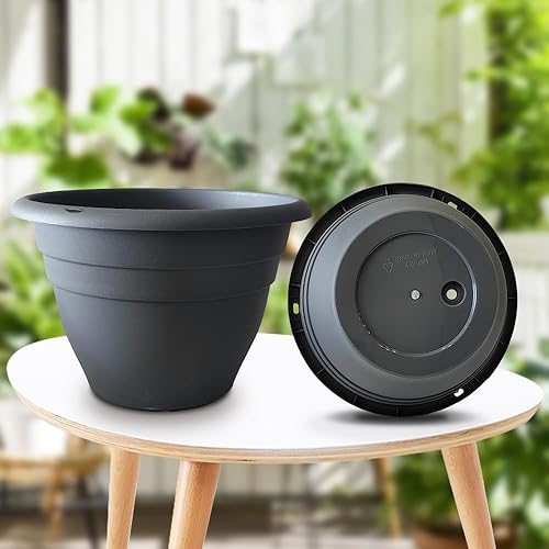 Miniatura 6 de Juego de 5 macetas de 10 pulgadas de diámetro exterior, macetas de 8.5 pulgadas de diámetro interior con orificio de drenaje, macetas de jardín