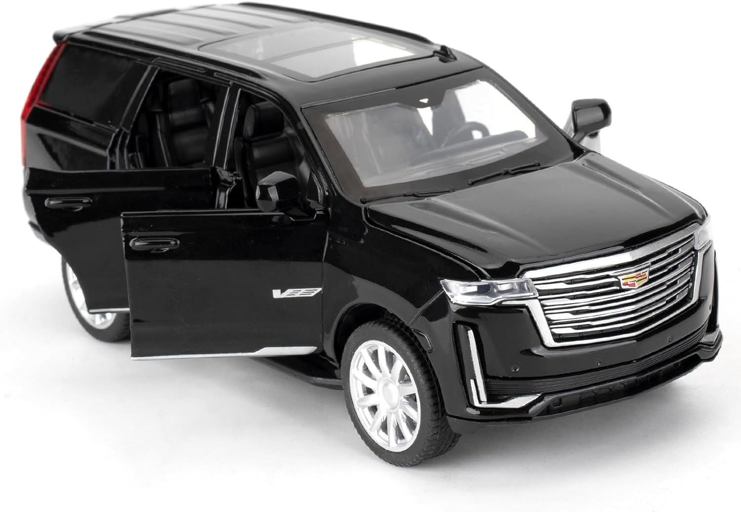 WAKAKAC Toy Cars Compatible for 1:32 Escalade SUV Model Cars, Pull Back Die-cast Vehicles, Collectible Cars with Sounds＆Lights for Kids Boys Girls and Adults, Gift Black