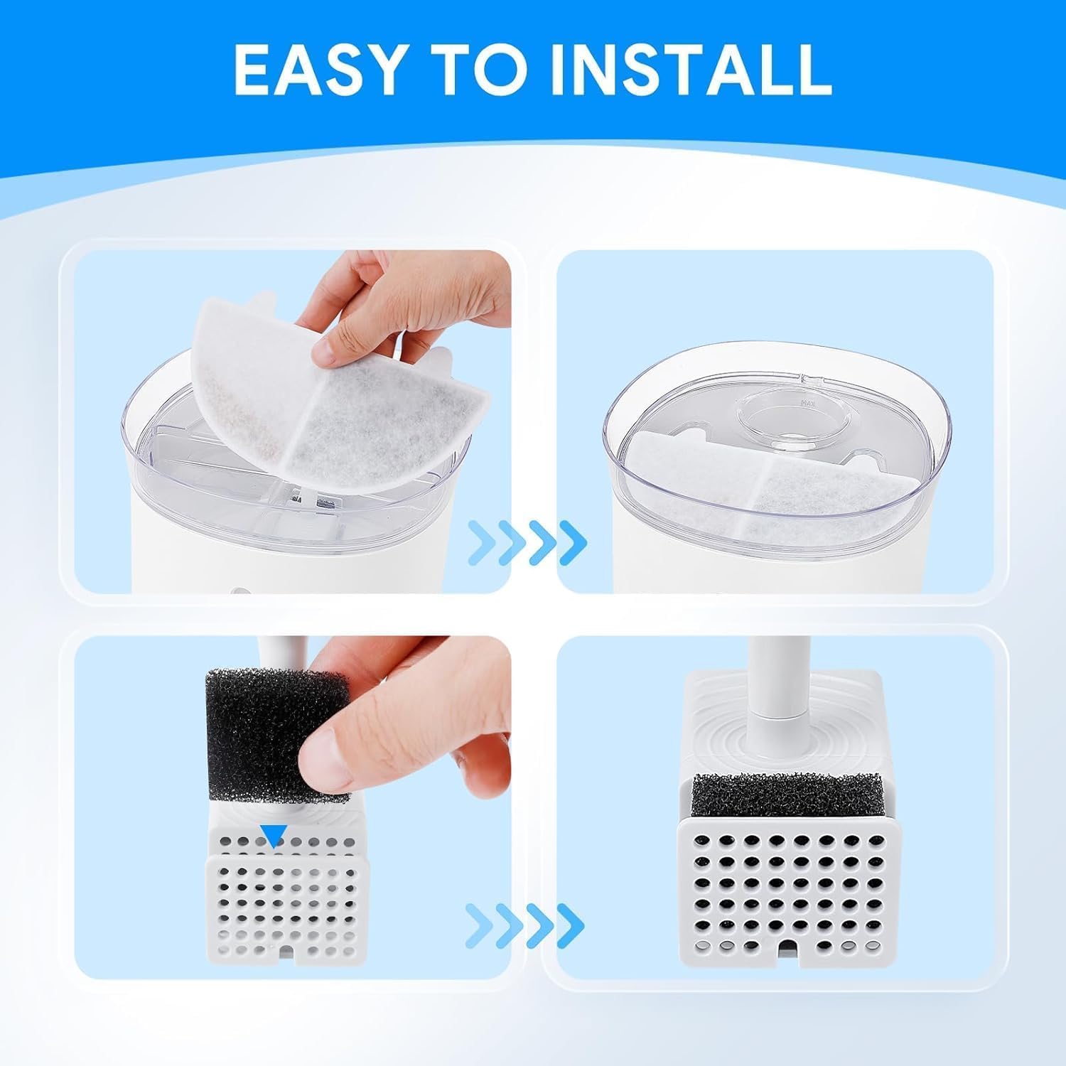 20 Pack Cat Water Fountain Filter Replacement Compatible with Homerunpet Pet Fountain Filters Replacement for Wireless Pumps Pet Fountain WF20/CF20