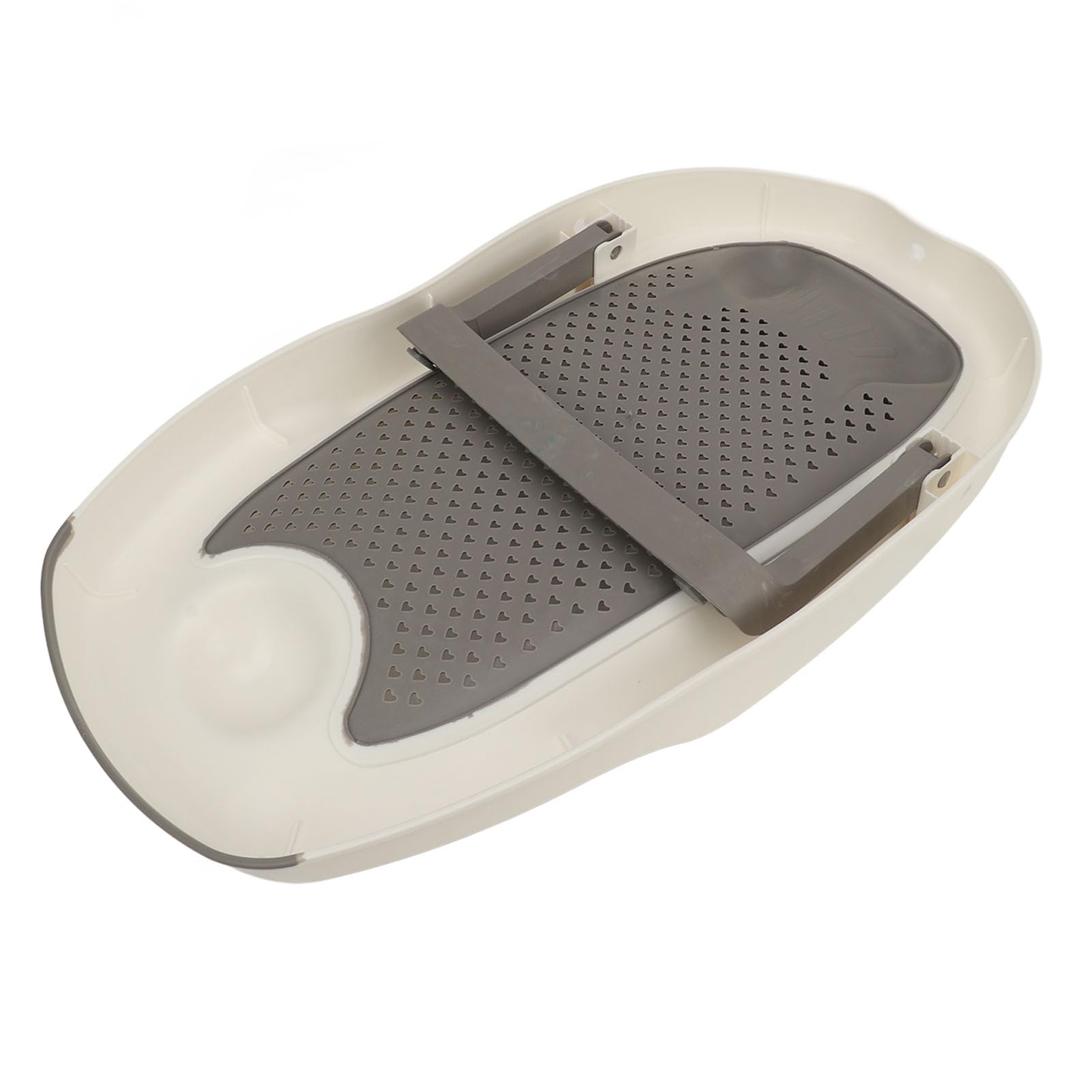 Baby Bath Support for Bathtub or Sink, Home Foldable Ergonomic Heart Shaped Sink, Rinse Tubs Hollow Pattern Infant Holder Rack Pink Bather Newborn to Toddler Tub with Three (Gray)