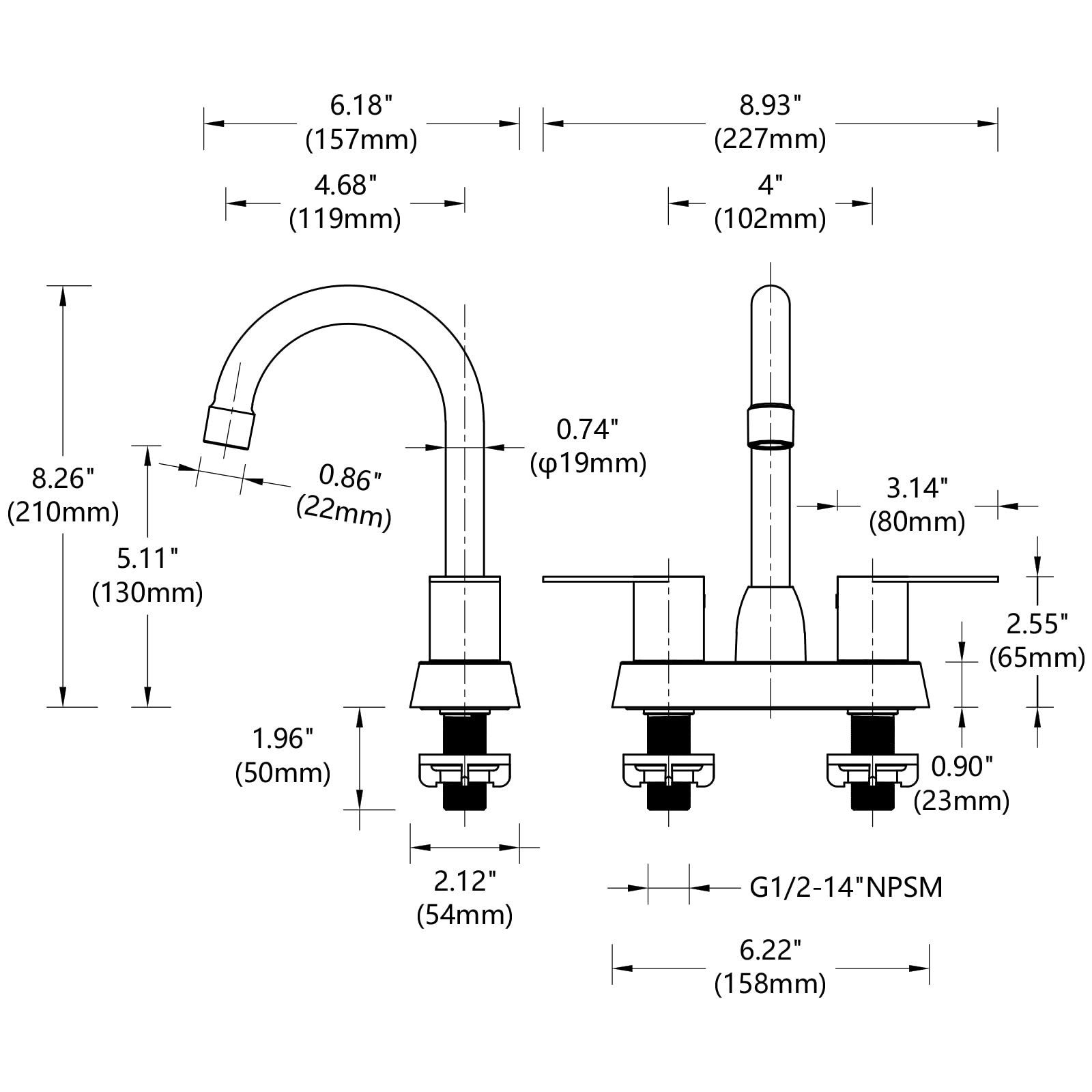Badezimmer-Armatur Mit 2 Griffen – Gebürstetes Nickel, 10,2 Cm Mittelsatz, 360° Schwenkbarer Auslauf & Pop-Up Ablauf