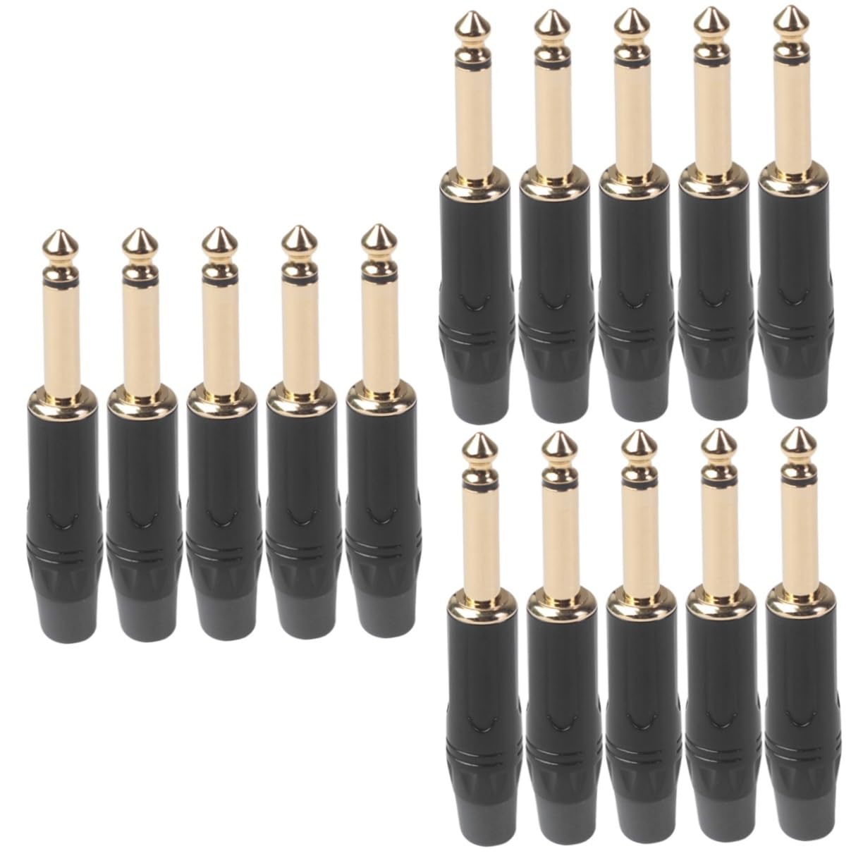 SHINEOFI 3 Set Connettori Stereo Saldati Per Chitarra Elettrica E Microfono Accessori Strumentali Trasmissione Bassa Attenuazione E Rumore Per Musicisti Professionisti Colore Nero 5 Pezzi*3