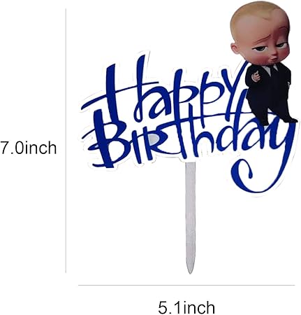 Amazon Com Boss Cake Topper Feliz Cumpleanos Baby Shower Cumpleanos Decoraciones Suministros Comida Gourmet Y Abarrotes