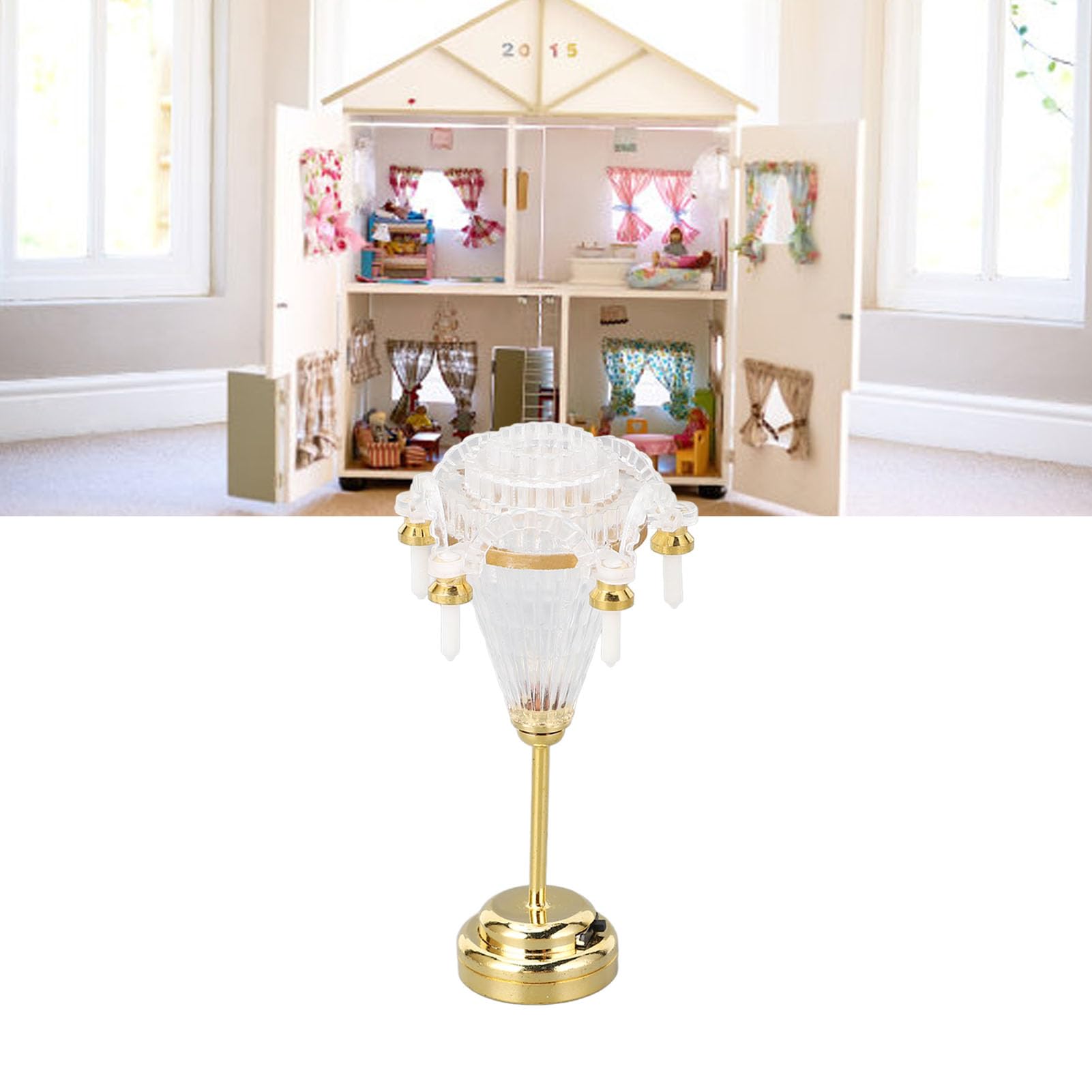 Mini Poppenhuis Vloerlamp, 1:12 LED-miniatuurverlichting voor Poppenhuisdecor, Functioneel Licht op Batterijen, Poppenhuisverlichting Meubelaccessoires Landschap Sprookjestuin