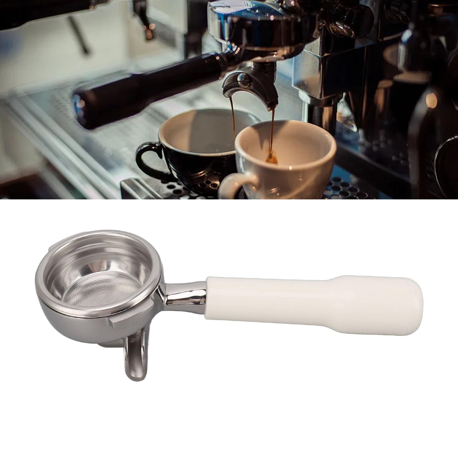 Kolba 58 Mm, 2 Uszy Ze Stali Nierdzewnej, Zdejmowany Uchwyt Filtra Kolba Do Części Zamiennej Do Ekspresu Do Kawy Nuova, Kolba Do Kawy, Akcesoria Do Espresso(biały)