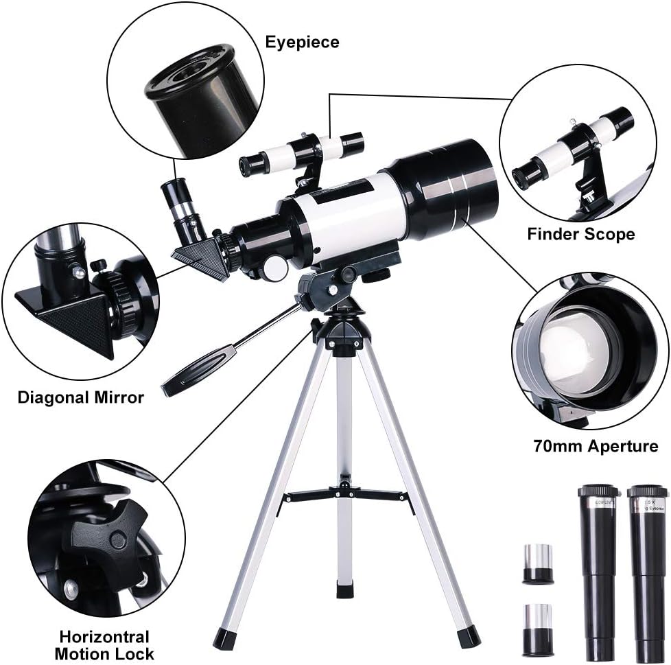 Buy 1 get 1 ToyerBee Telescope for Kids& Beginners, 70mm Aperture 300mm Astronomical Refractor Telescope