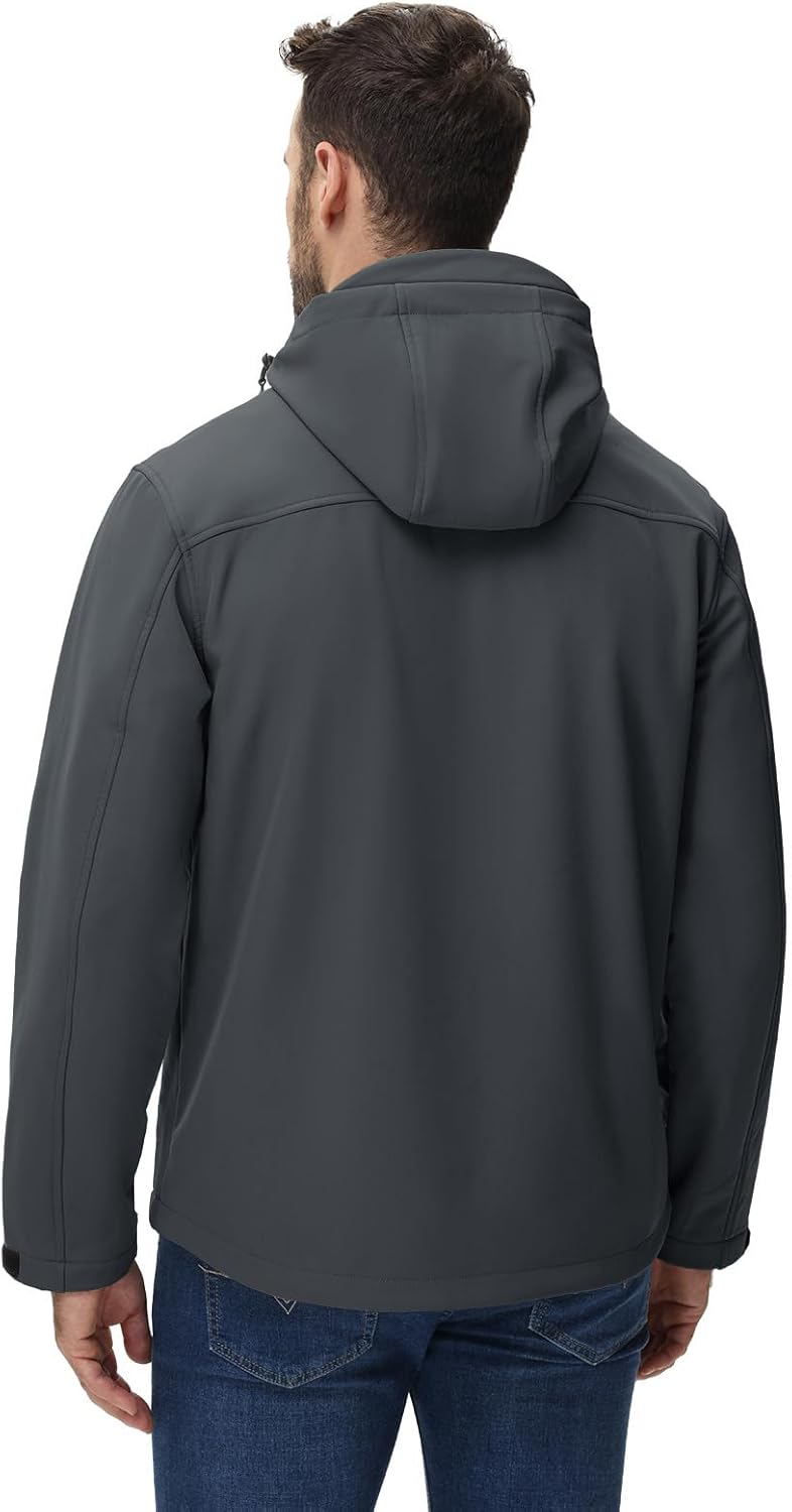 Rdruko Men's Winter Jackets Fleece Lined Hooded Water Resistant Insulated Windbreaker Softshell Jacket for Outdoor Hiking - Image 2