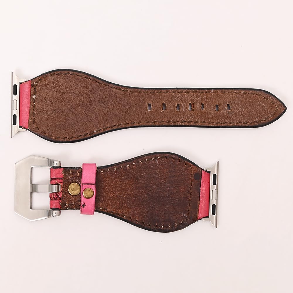 American Darling Floral Hand Tooled I Watch Men Women Genuine Leather Strap