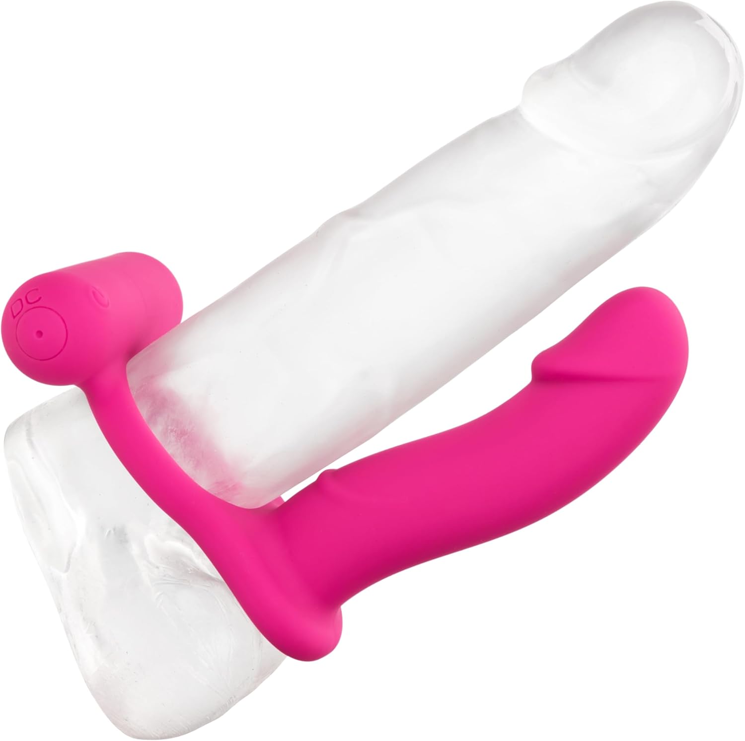 CalExotics Silicone Rechargeable Double Diver – Rechargeable Pleasure Probe Ring – Waterproof Massager Sex Toy for Couples – Pink